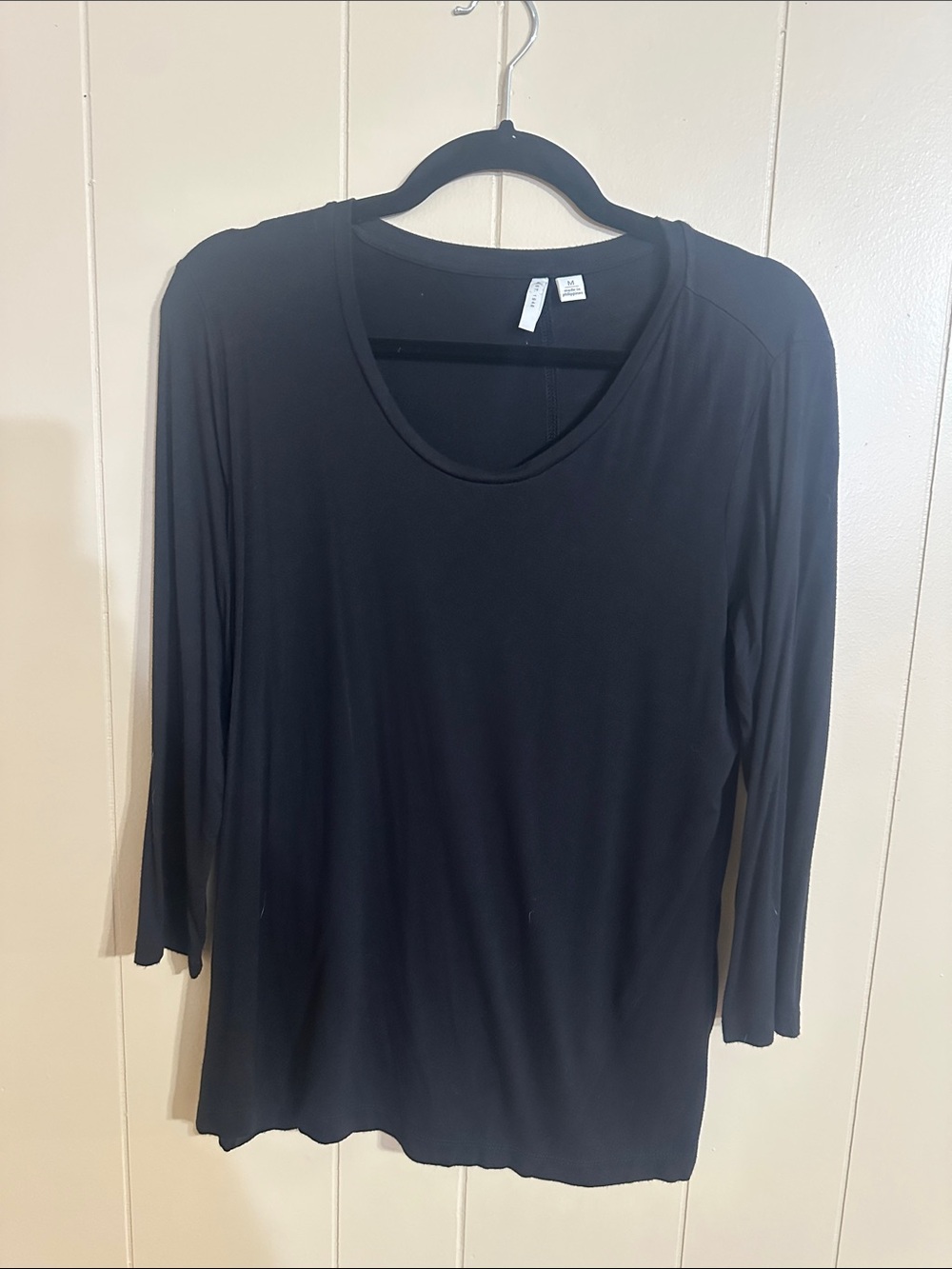 Cato Black Long Sleeve Scoop Neck Top
